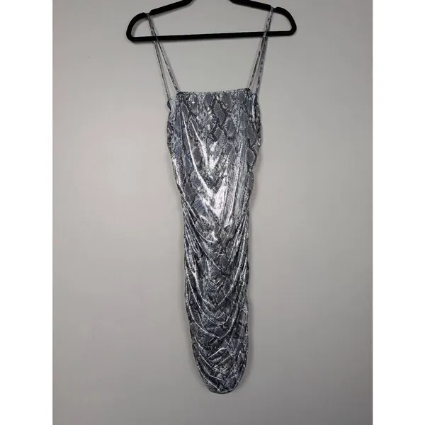 Akira snake print iridescent metallic body con dress Medium - Image 2