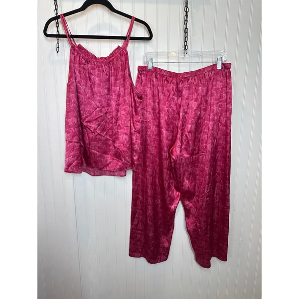 Oscar de la Renta Pink Label PJ Set Red Lounge Womens Size XL - Image 2