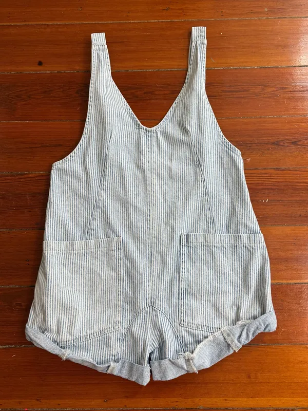 We The Free Free People High Roller Railroad Stripe Cotton Overalls Sz XS 🧡🍄 - Image 3
