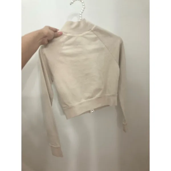 SKIMS Size XS basic sweater outdoor track jacket ap-zip-1120 bone beige NWT - Image 9
