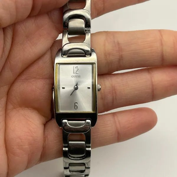 Guess Silver Tone Rectangular Dial Minimalist Women’s Watch Working - Image 7
