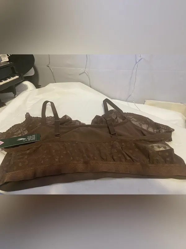 Lace Trim Bralette in Chocolate Brown - Image 3