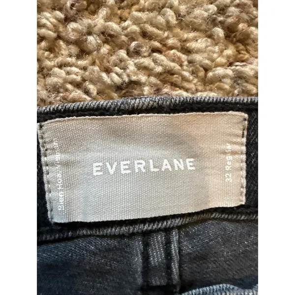 Everlane Jeans Women's 32 Black Kick Crop Coated Raw Hem High Rise - Image 3