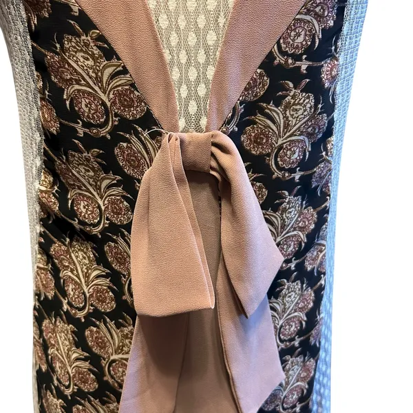 Ryu : Dress Womens Multi Fabric Beige A Line Lace Boho Cottage Back Bow SZ M Y2K - Image 7