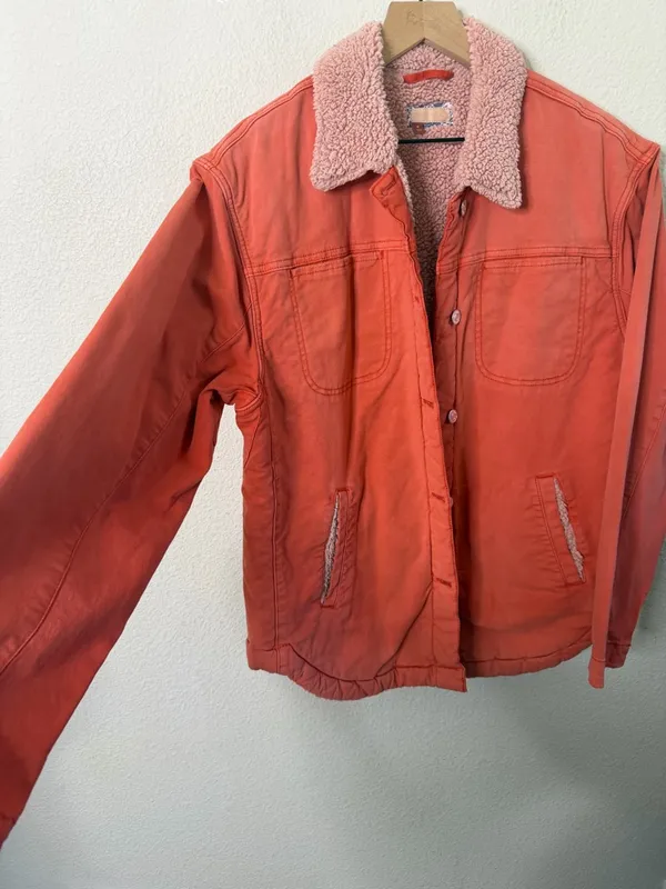 Anthropologie Pilcro Sherpa Shirt Jacket‎ Orange Womens Size M - Image 6