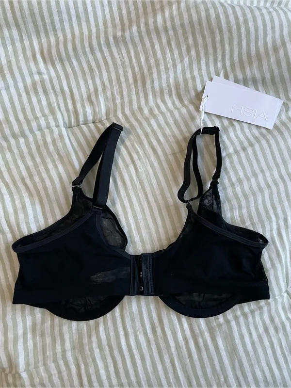 New HSIA Seraphina Unlined Underwire Sheer Mesh Bra Size 36C Black Balconette - Image 8