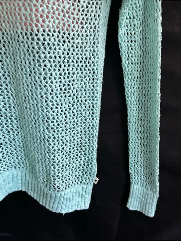 American Eagle Light Mint Open-Knit Stripe Sweater SM NWT - Image 4
