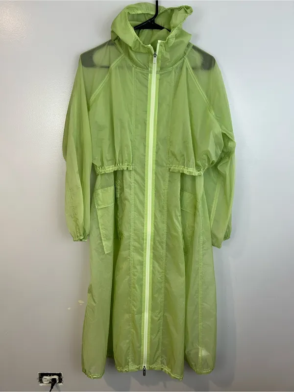 Athleta Skyline Anorak Lime Green Sheer Hooded Windbreaker Travel Jacket XXS - Image 3