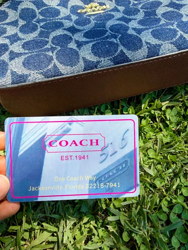 Coach Charter 19 in Signature Denim with gold hardware - Image 4