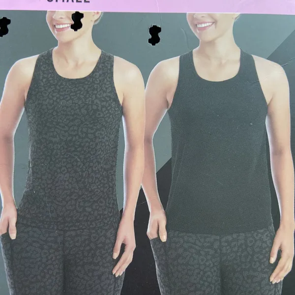 Members Mark Womens Tank Tops Size S Leopard/Black Semi Fitted Zen 2-Pack Sports - Image 6