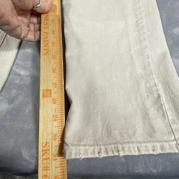 PacSun Jeans 90's Boyfriend Women's Sz 24 Beige Cotton Ripped Knees Distressed‎ - Image 10