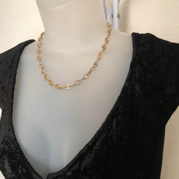 Vintage 1990s classy simple gold chain link necklace - Image 2