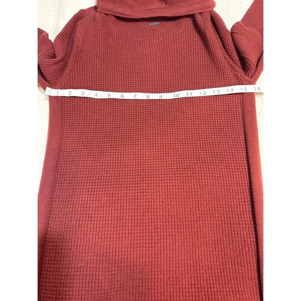 prAna Funnel Neck Tunic Sweater Dress M Burgundy Waffle Knit Granola Gorpcore - Image 4