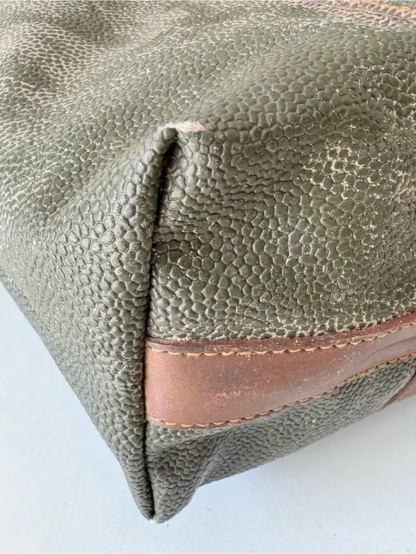Mark Cross Vintage Army Green Leather Large Tote Shoulder Bag 19”x15” - Image 8