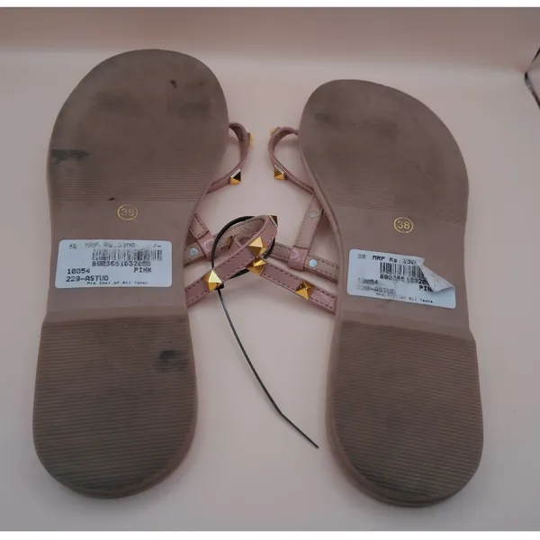 Tre Mode Moda Italiano Pink Studded Gladiator Thong Sandals 38 Patent Leather‎ - Image 8