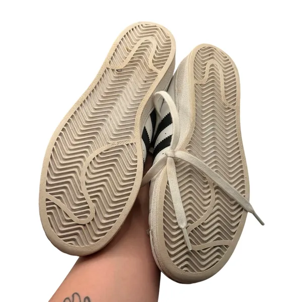 Adidas Superstar Sneakers 6.5 White Black Leather Classic Shell Toe College Shoe - Image 4