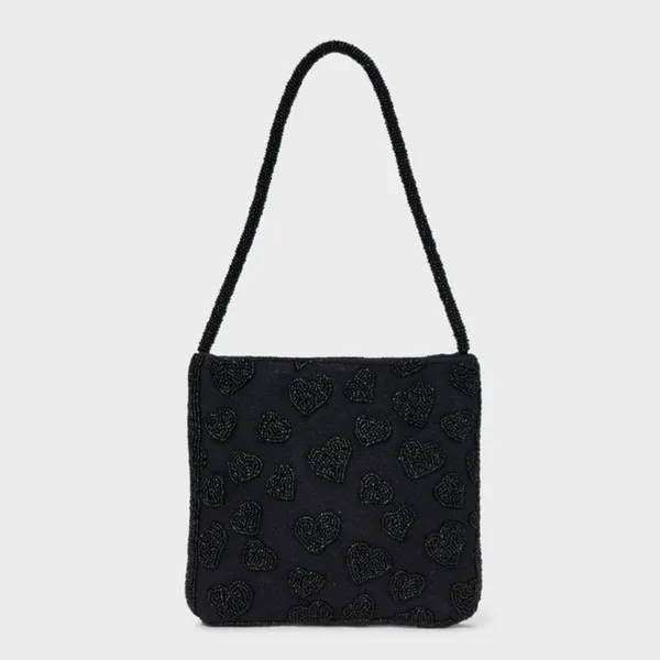 A New Day‎ Beaded Heart Shoulder Bag Black NWT - Image 5