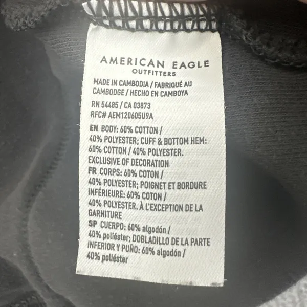 American Eagle Huggable Sweatshirt Charcoal Gray Sherpa Fleece Women's XL - Image 4