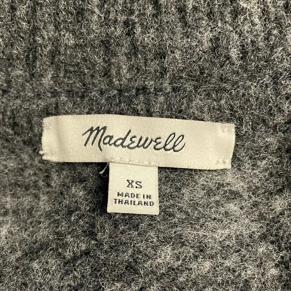Madewell Rugby Stripe Polo Sweater Charcoal Gray & Blue Stripe Pullover Size XS - Image 6