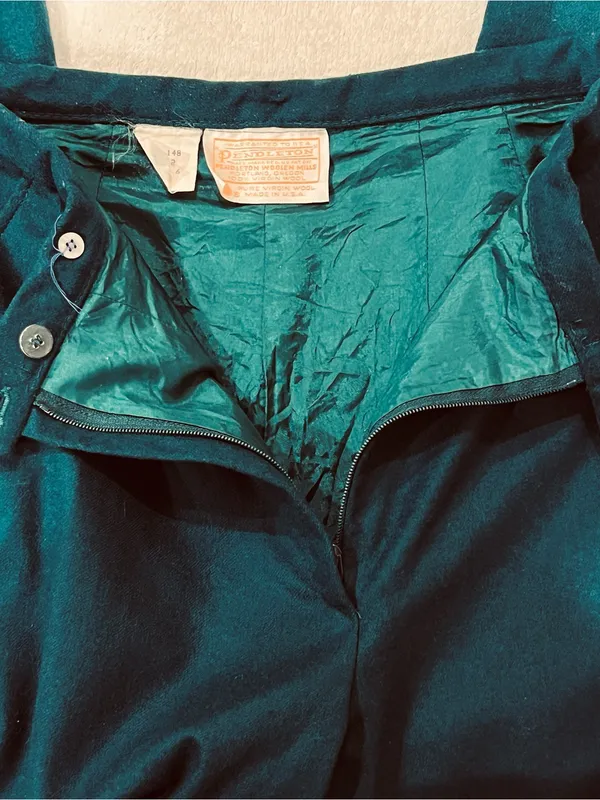 Pendleton Vintage 70s Teal Virgin Wool Lined Pants Size 12 - Image 7