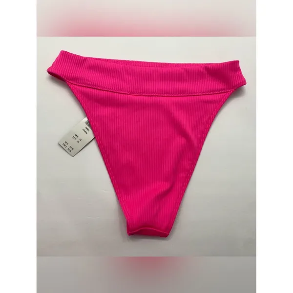 Hollister Hot Pink Ribbed Bikini Bottom Size S - Image 2