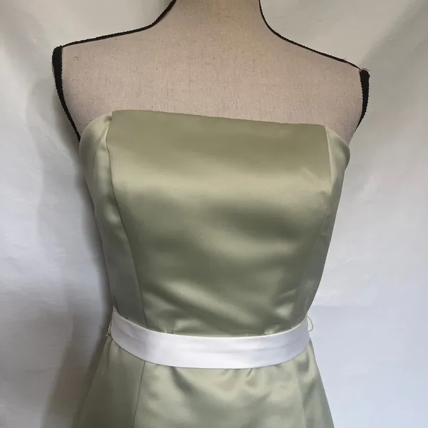 Alfred Sung Duchess Strapless Dress Sz 4 HOCO Y2K Wedding Guest Satin Prom - Image 3