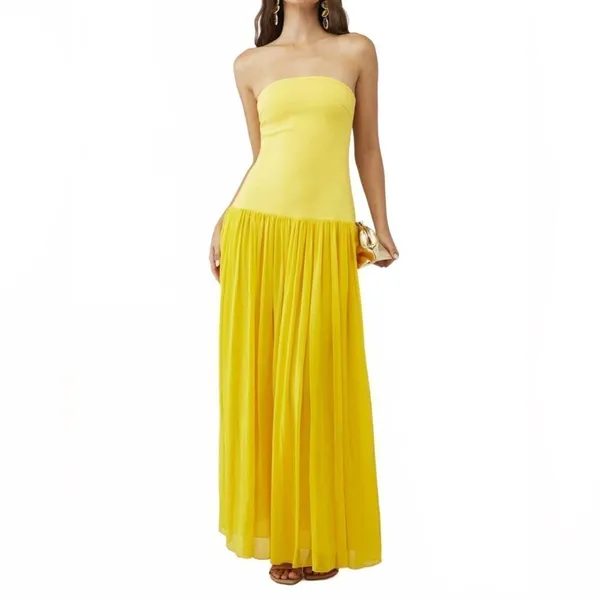 NWT Elliatt Yellow Strapless Gown Dress Size M - Image 4