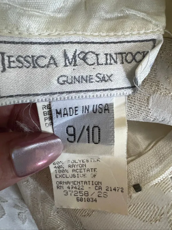 Jessica McClintock Gunne Sax Vintage Ivory Brocade Corset Dress 9/10 - Image 7