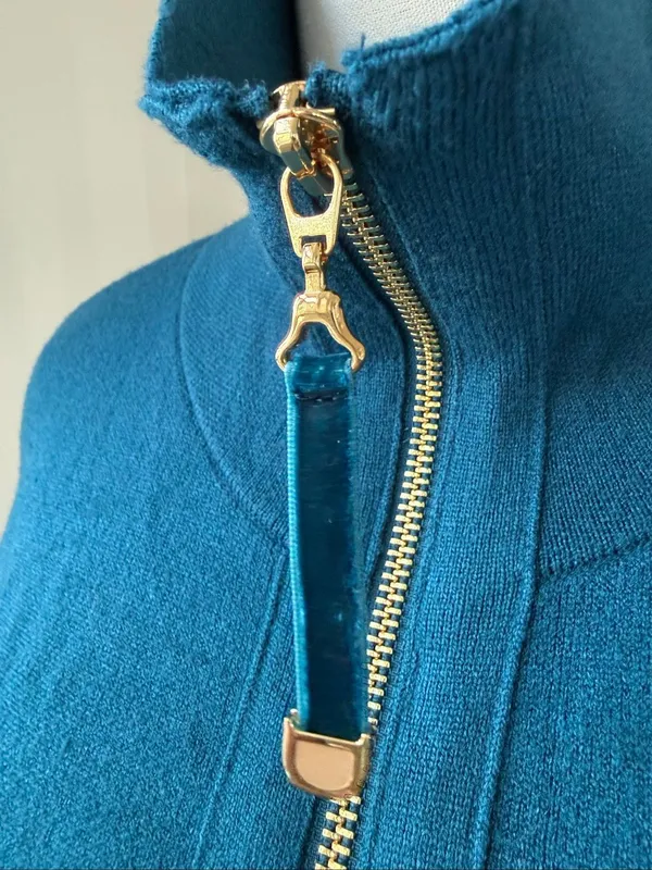 Soft Surroundings Meria Zip Cardi Womens Sweater Cardigan Teal Blue S - Image 5