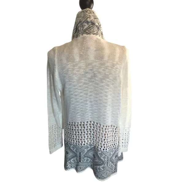 P.O.O.F! Women's Cardigan Sweater, Size L White Gray - Image 3