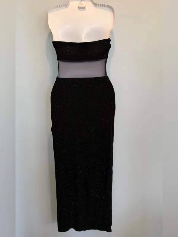 Gunne Sax Jessica McLintock Black strapless sparkle evening dress size 3 - Image 8