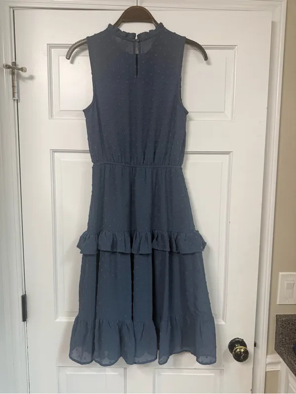 Sleeveless Ruffle Tiered Midi Dress in Slate Blue - Image 3