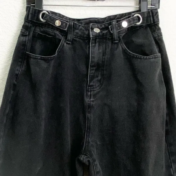 DAZY Black Washed Denim High Waist Wide Leg Baggy Jeans Size XL - Image 3