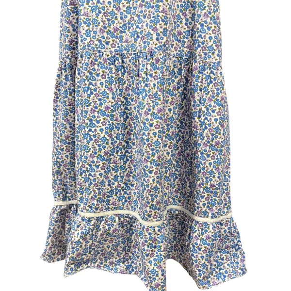 Lanz of‎ Salzburg XL Blue Floral 100% Cotton Nightgown Dress Prairie Cottagecore - Image 4