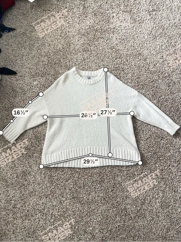 AERIE | Cream Cozy Oversized Crew Knit Sweater Sz L - Image 6