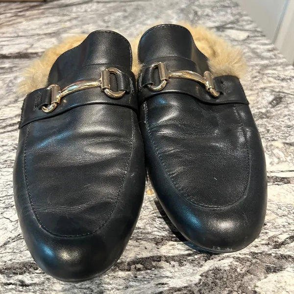 Steve Madden Black and Gold Mules with Horsebit Hardware - Image 8