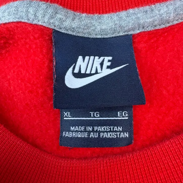 Vintage Nike Swoosh Red Embroidered Fleece Crewneck Sweatshirt Sweater - Image 4