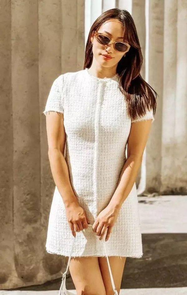 NWT❗️ZARA Elegant White Tweed Short Cutted Dress ZW Collection Mini Ivory Size M - Image 2