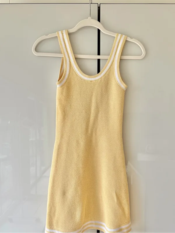 ALO Yoga Tennis Club Sweater Knit Dress - Warm Butter Yellow - XS - Like New - Image 4