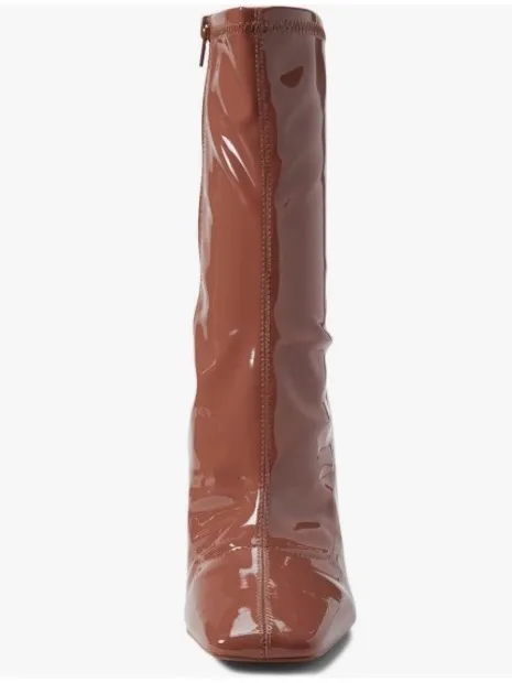 Aldo Glossy Mid-Calf Block Heel Boots in Chestnut Pink Size 6.5 - Image 3