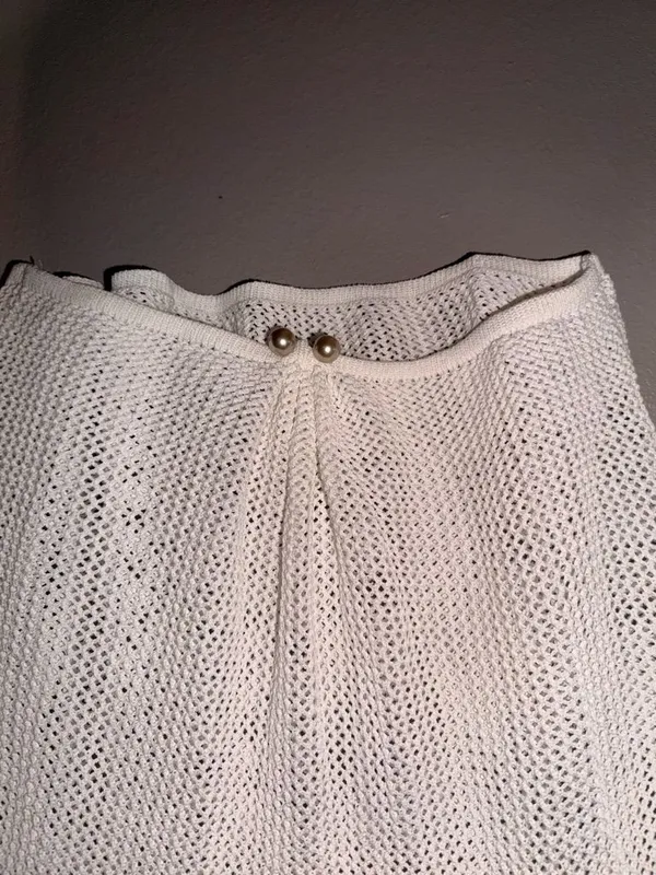 Knot-Hem Open Knit Top in White - Image 3