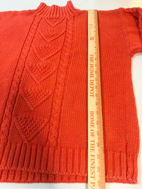 Nuovo Cable Knit Mock Turtleneck Sweater in Orange - Image 7