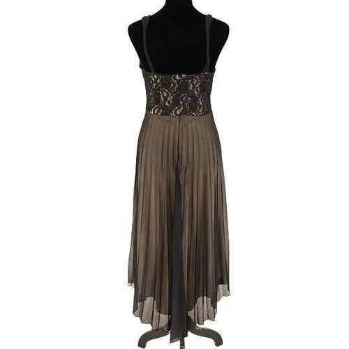 Vintage Roulette Lace Accordion Pleated Semi Sheer Lined Dress Black Size Medium - Image 5