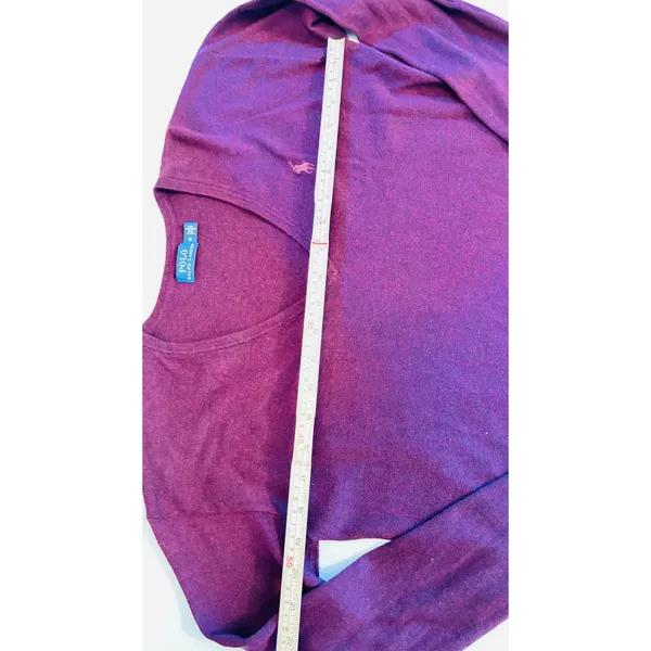 Polo Ralph Lauren ribbed v neck pullover burgundy color sweater top women sz Med - Image 3