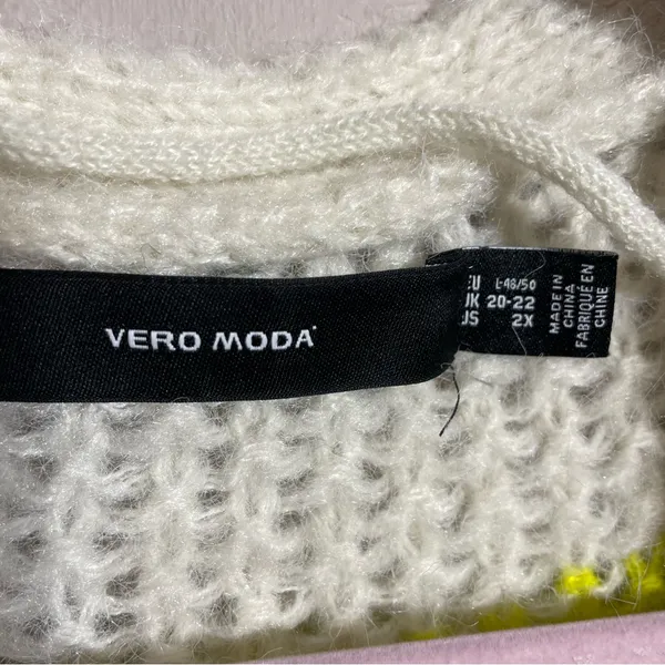 Vero Moda Aperol Striped Open Front chunky knit color block cardigan sweater - Image 5