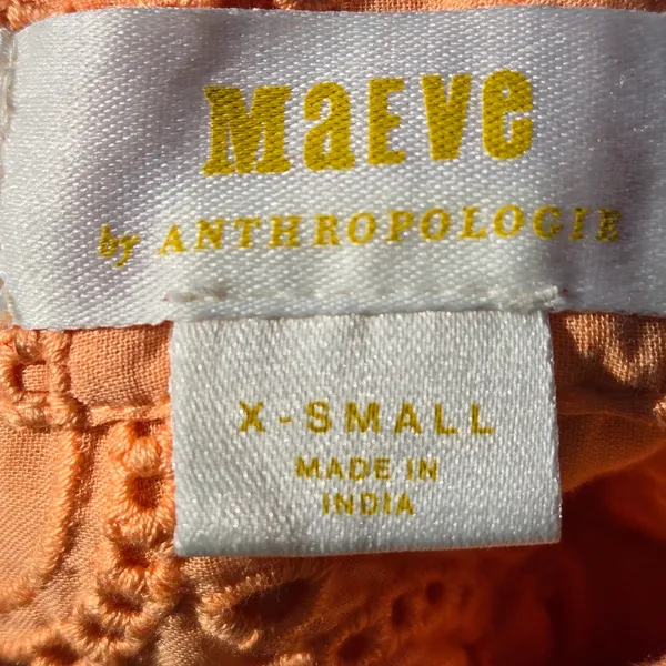 Maeve Eyelet Cotton Orange Tiered Mini Skirt Anthropologie XS - Image 7