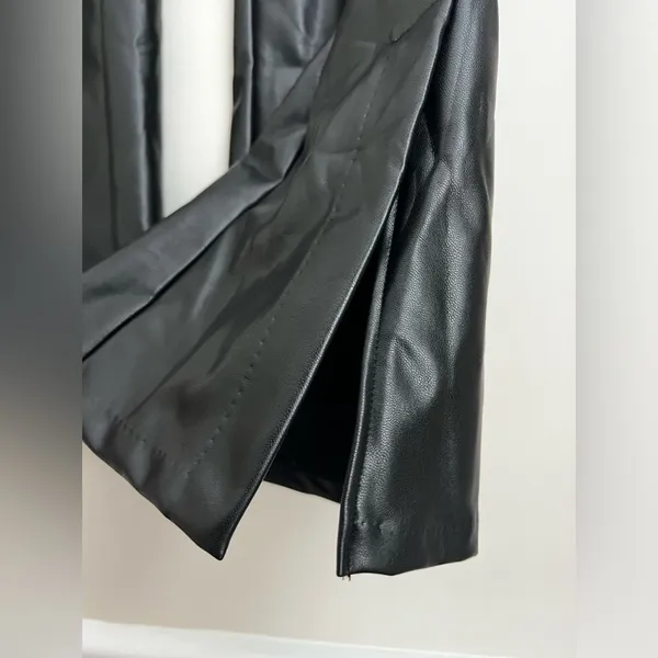 Abercrombie & fitch black vegan leather flare pants Curve Love side slits S - Image 6