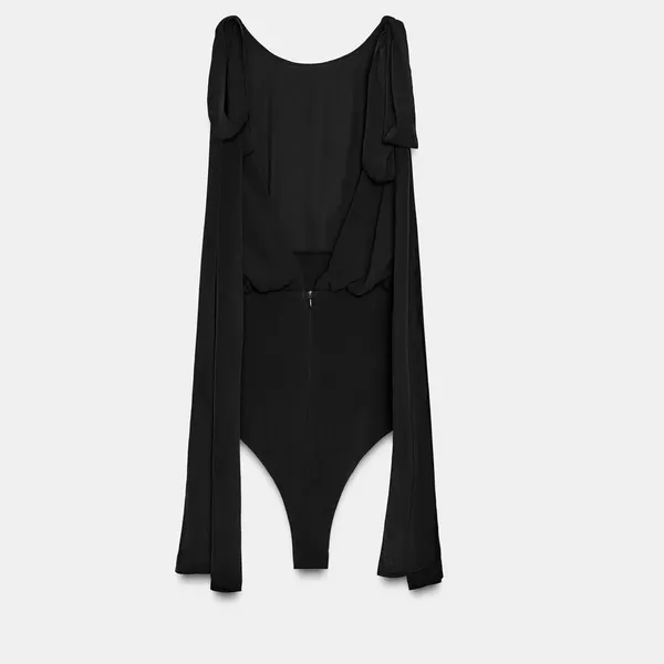Zara NWT bow sleeve georgette black bodysuit - Image 7