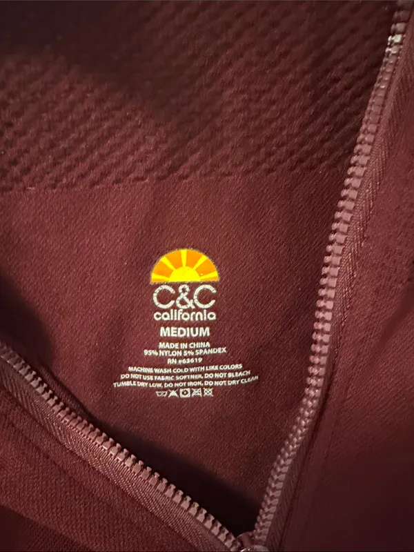 C California Burgundy Athletic Full-Zip Jacket - Medium athleisure - Image 4