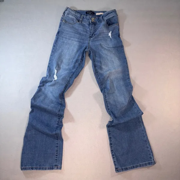BCBGeneration Womens Mid Rise Bootcut Distressed Jeans Blue Size 7/28 - Image 2